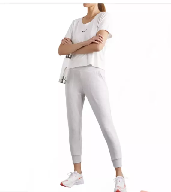 NIKE YOGA WOMEN'S Jogger Pant Mid Rise Flow Hyper 7/8 Length Grey