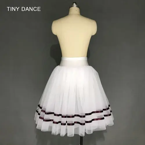 Top Quality Girls Ballet Dance Tutu Skirt Ribbon Trim  Ballet Tutus Half Costume 2