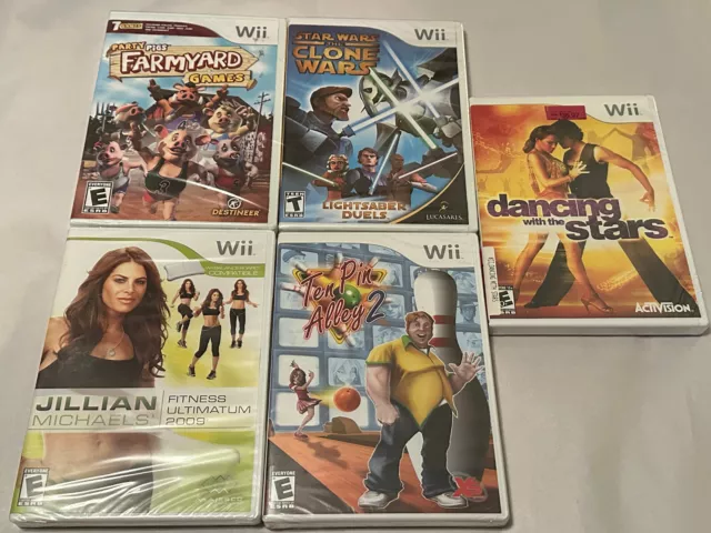 Lot x5 BRAND NEW Sealed Nintendo Wii Video Games Star Wars, Party Pigs, Ten Pin+