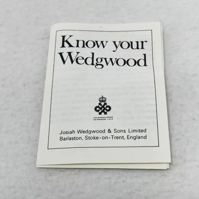 Vintage Know Your Wedgwood Leaflet Brochure Replacement Information Reference