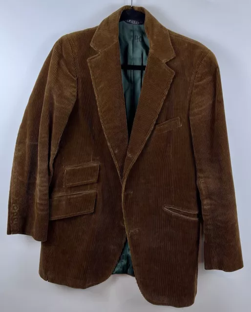 Vintage Polo Ralph Lauren Mens 38/40R Brown Corduroy Blazer Jacket *NO BUTTONS*