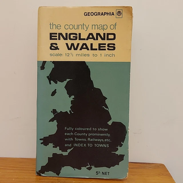 The county map of england wales geographia large fold out map vintage
