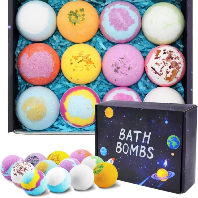 Bath Bombs Gift Set 12-Pieces Handmade Fizzy Bubble Bath Bombs