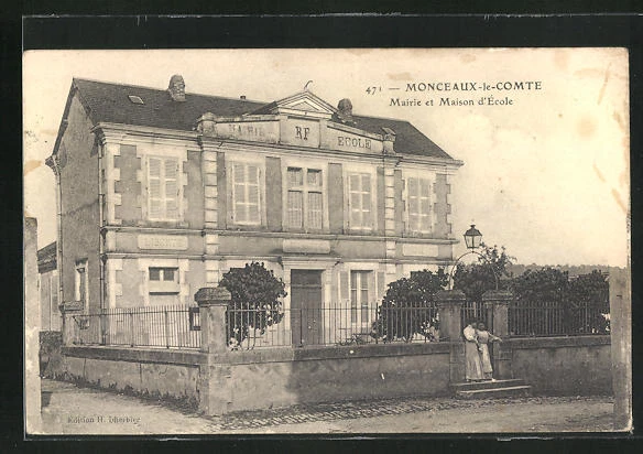 CPA Monceaux-le-Comte, Mairie et Maison d´École 1912