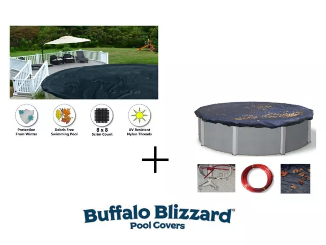 Buffalo Blizzard Round Above Ground Swimming Pool Winter Cover & Leaf Net