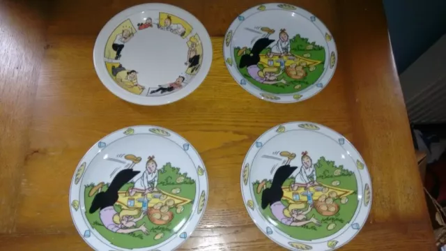 Lot de 4 assiettes Bob et Bobette Suske en Wiske Très bel état