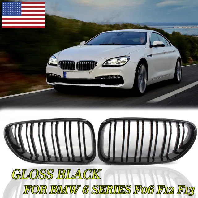 For 2012-2018 BMW F06 F12 F13 M6 650i 640i Gloss Black Front Kidney Grille Grill