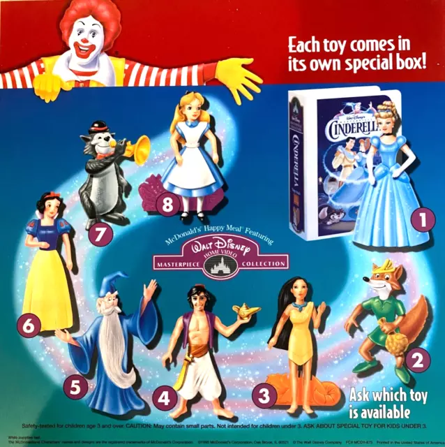 McDonalds Disney Masterpiece Store & DT Display  Happy Meal 8 Toys NEW 1995-96