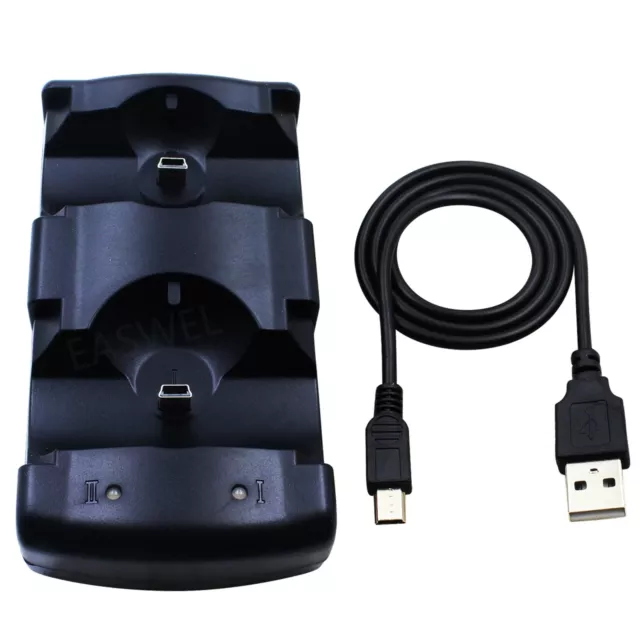 USB Dual Charger Ladestation Station für Sony PS3 Move Controller Video Spiel