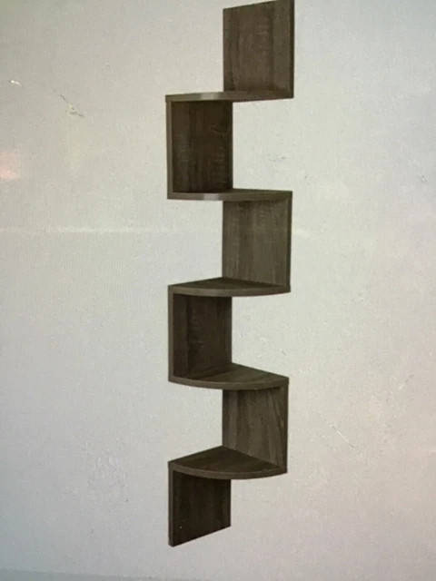 Danya B Large Rustic Weathered Oak Laminate Corner Wall Mount Shelf - XF11035OK
