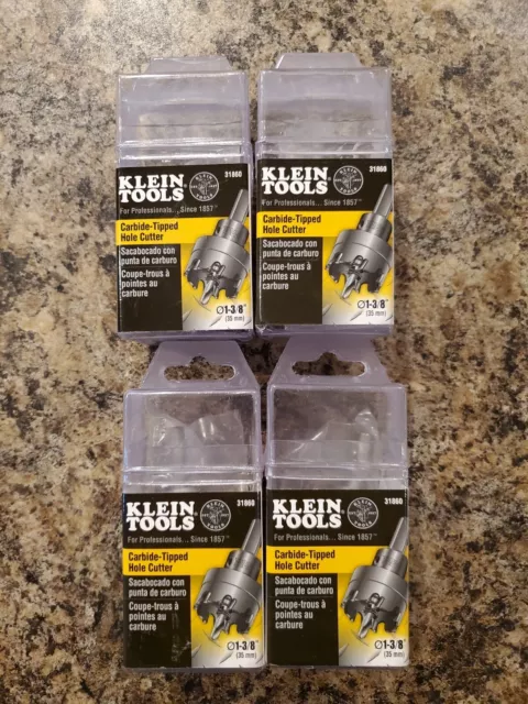 QTY 4 Klein Tools Carbide Tipped Hole Cutter 1-3/8" #31860 Brand New In Package