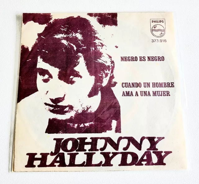 JOHNNY HALLYDAY Negro es Negro 7" RARE PS Chile