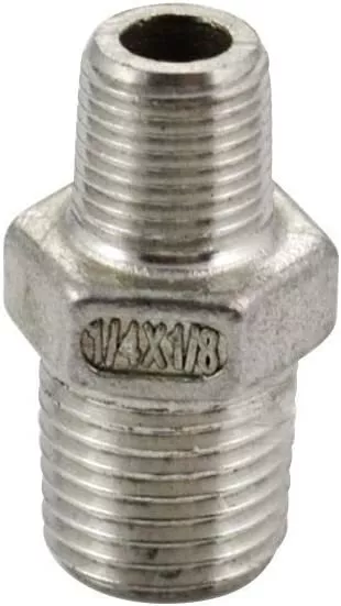 1/4" Male to 1/8" male NPT Hex Nipple Pipe Fitting Reducer Adapter Stainless 304