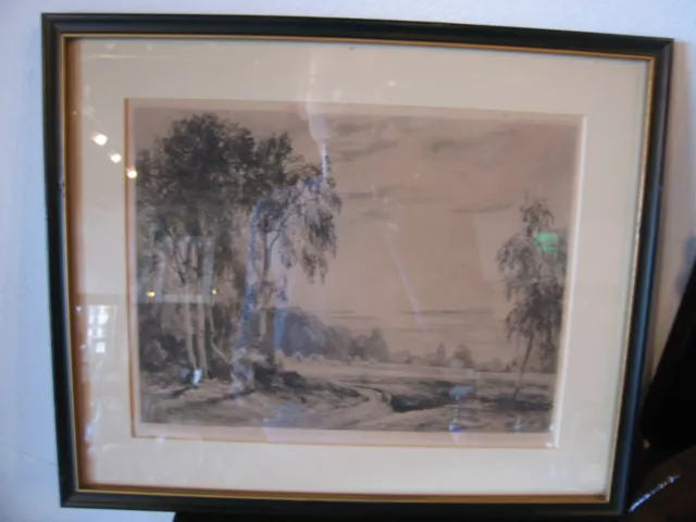 Antique Last 19th Early 20th Century German Signed Landscape Engraving