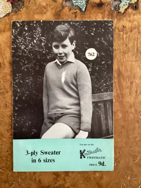 boys machine knitting patterns.jumpers.size 24-34 inch chest.3 ply.Knitmaster