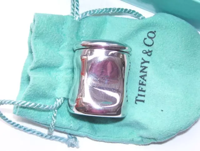 Seltene Tiffany & Co. Elsa Peretti Daumenabdruck Sterlingsilber Pillendose 29G