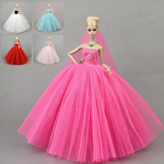 Abito da sposa colorato per bambola Barbie abiti da sposa principessa abito da festa 1/6 2