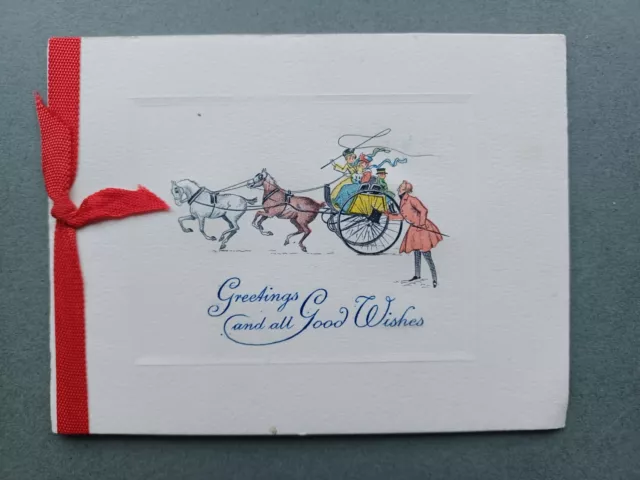 SWEET C1920s CHRISTMAS CARD HORSE DRAWN GIG CARRIAGE - ARTIST DRAWN