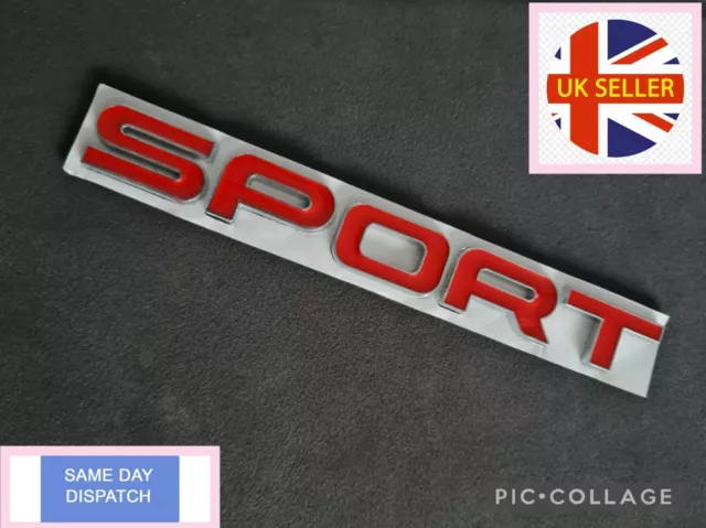 Red Silver 3D Rear Boot Tailgate Lettering Badge Fits Range Rover Sport