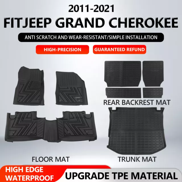 For 2011-2021 Jeep Grand Cherokee Floor Mats Cargo Mat Backrest Mat Trunk Liners