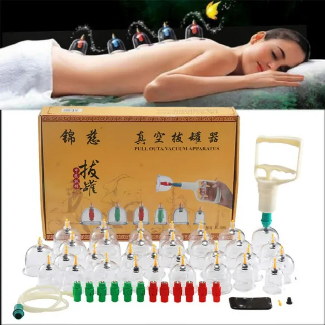 Schröpfen Set 32 tlg Massage SCHRÖPFGLÄSER Banki Vakuum Pump Massage Saugglocken