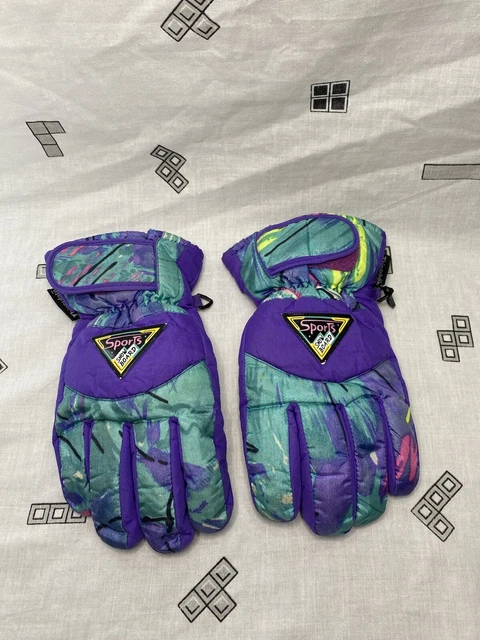 Vintage Retro Thinsulate Winter Ski Gloves Funky Vibrant Sports Snowboard Size M