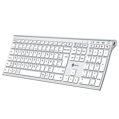 iClever Bluetooth Clavier sans Fil, Rechargeable USB-C, Multi-dispositifs avec 3