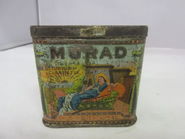 Vintage Advertising Murad Cigarette Vertical Pocket Tin Empty Tobacco  84-