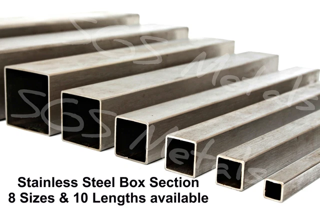 STAINLESS STEEL SQUARE Box Section 8 Sizes & 10 Lengths to Choose From ...