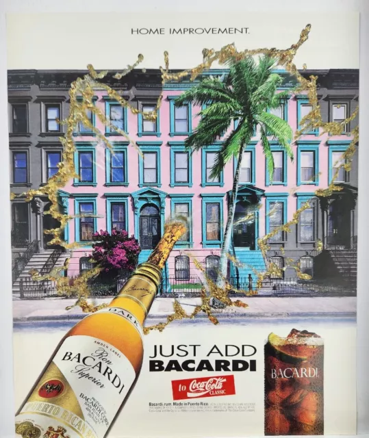 1992 Ron Bacardi Rum Coca Cola Classic Home Improvement Vintage Poster Print Ad