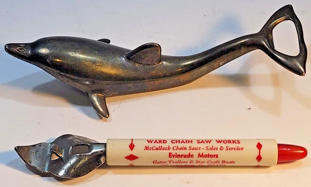 Evinrude Lot 2 Vintage Outboard Bottle Opener Church Key Advertising Dolphin