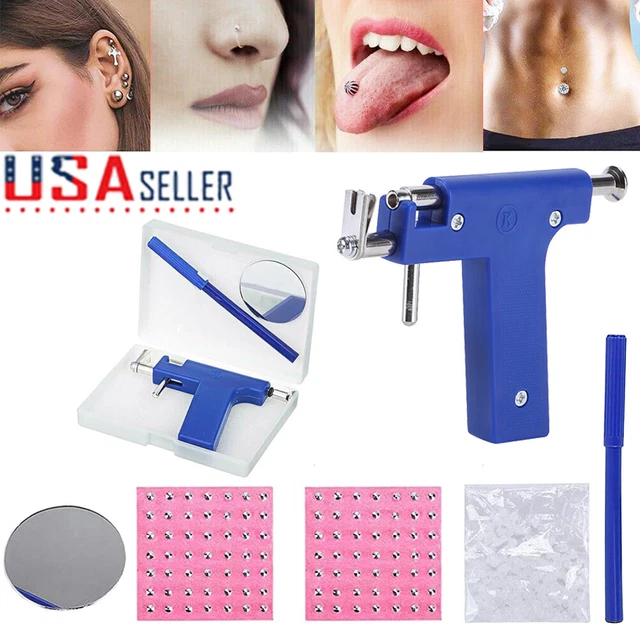 PROFESSIONAL EAR PIERCING Gun Body Nose Navel Tool Kit Jewelry with 98