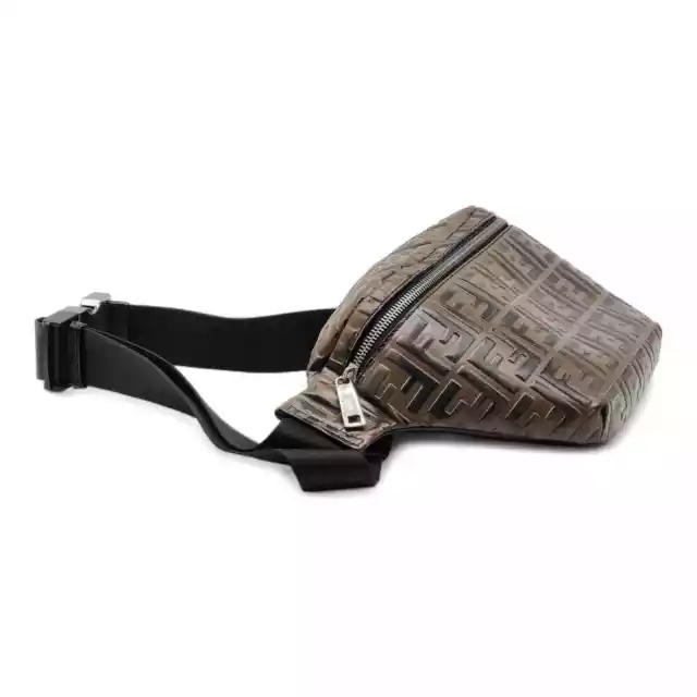 FENDI VITELLO CENTURY Bi-Color FF 1974 Embossed Belt Bag in Brown/Black ...