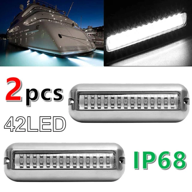2x White 42LED Underwater Boat Marine Transom Light 316 Stainless Steel Pontoon