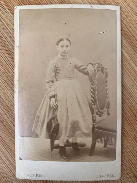 Photo Carte de Visite CDV Portrait femme 1860 Rondin Chartres