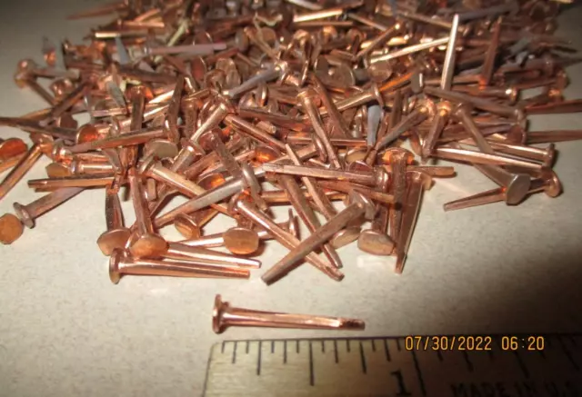 100 - 3/4" Long Copper Nautical Boat Nails - Tacks, New-Old-Stock, Crafts & More