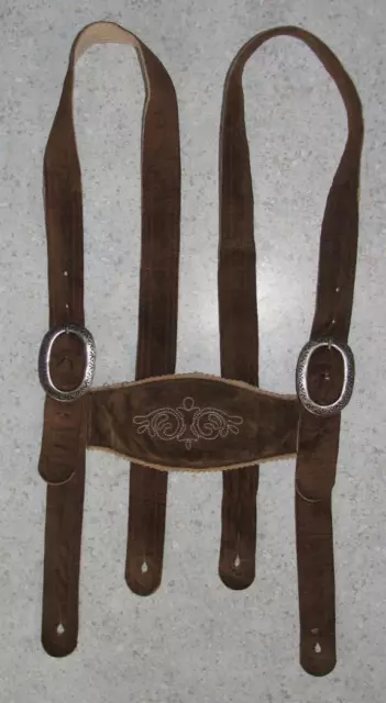 Traditional Costume Leather Suspenders IN Braun To Pants Approx. up To 42 1/2in