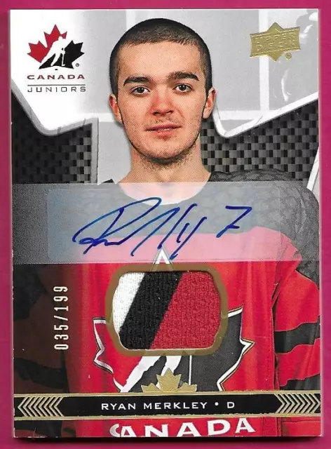 2018-19 UD Team Canada Juniors RYAN MERKLEY #27 Patch Autograph 035/199