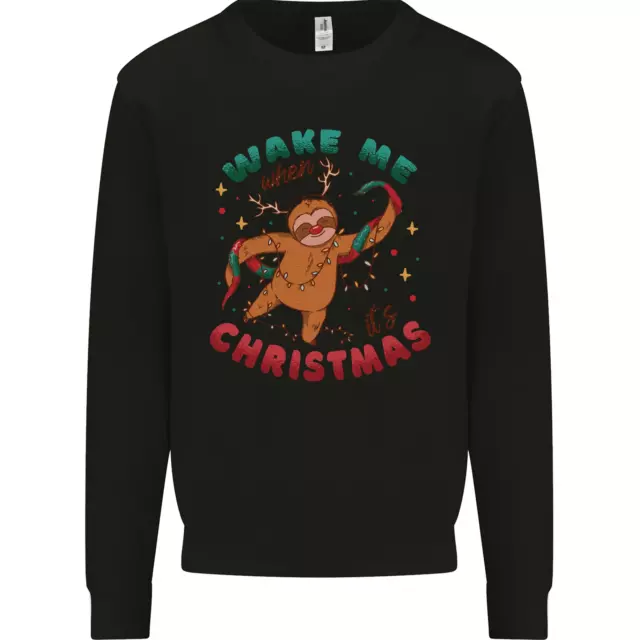 Sloth Wake Me Up When Its Christmas Kids Sweatshirt Jumper