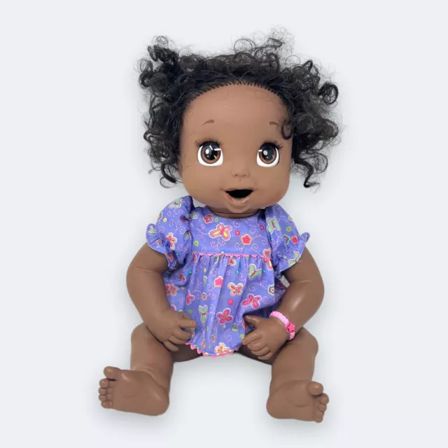 Hasbro Original 2006 Interactive Baby Alive Doll Soft Face Dark Skin Black Hair