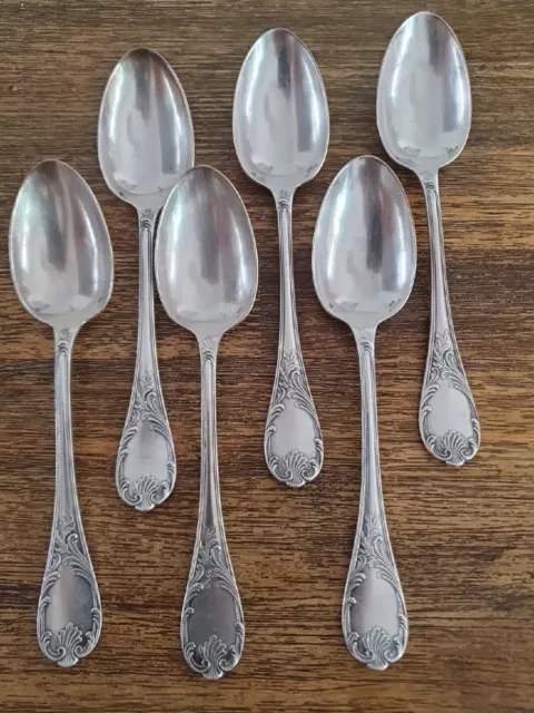 6  Cuillères à  Soupe EN METAL ARGENTE CHRISTOFLE MODELE MARLY ANCIEN 1930's