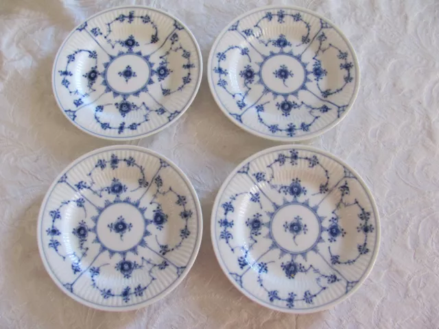 Royal Copenhagen Blue Fluted Plain -1/182-4 Bread Plates 5 5/8"-1st Quality-1960