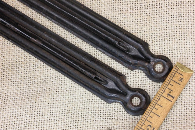 2 Old Shelf Support Brackets 6 X 8" Rustic Black Paint Vintage Industrial Steel 5