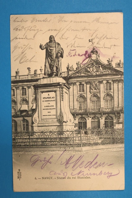 Meurthe & Moselle 54 Lorrain CP CPA Nancy 1903 Statue of King Stanislas Rue +++