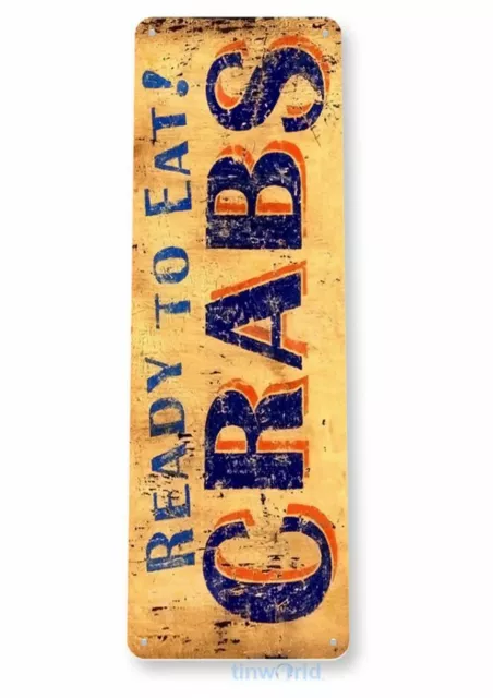Ready To Eat Crabs 11X4 Tin Sign Bar Pub Brewing Company Beer Roll Maine Pot