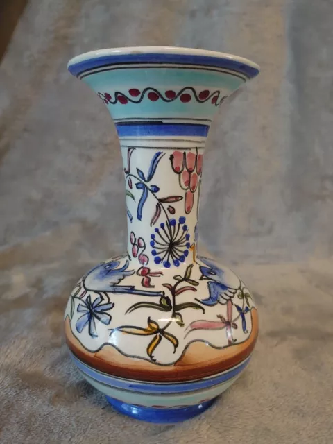 Vase en faïence A.e SEC-XVII 456 Portugal décor foral oiseaux