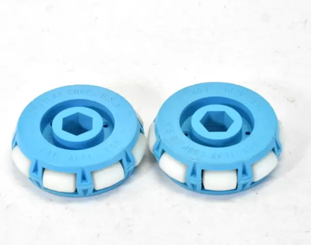 Lot of 2 Kornylak Corp Trans Wheels Light Blue Replacement Units White Rollers