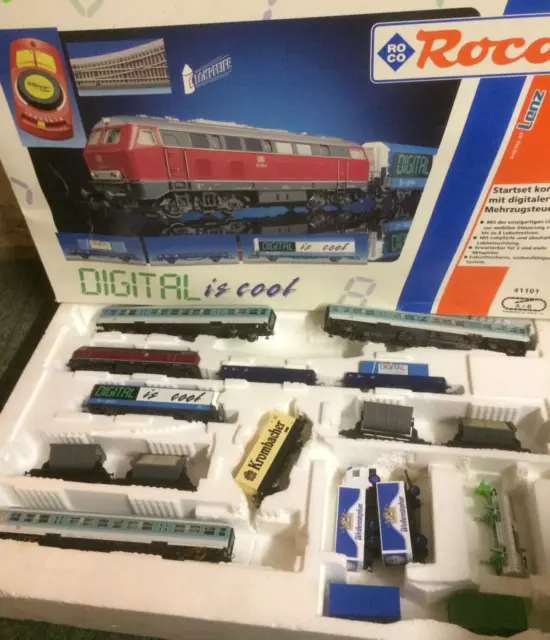 H0 Set Roco Digital Sound Modelbahn Diesel lok BR216 Kipplore Personen Anhänger