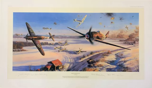 Operation Bodenplatte by Nicolas Trudgian aviation art Signed by Luftwaffe Aces 2