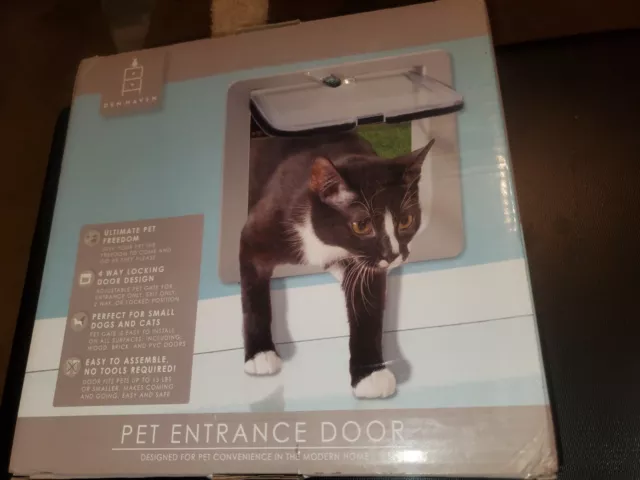 Den Haven Pet Door Small 4 Way Lock New Easy Installation Cat Dog Indoor Outdoor